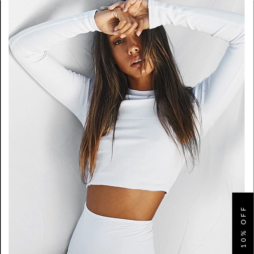All Things Golden Cropped White Longsleeve Ribbed